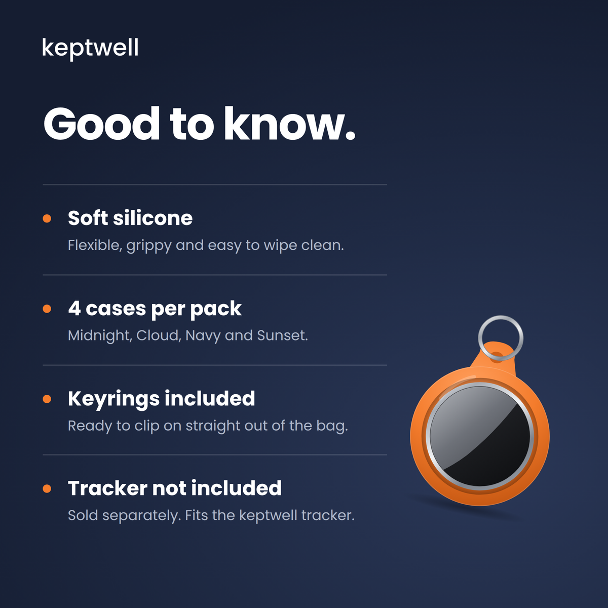 Keptwell Silicone Keyring Case