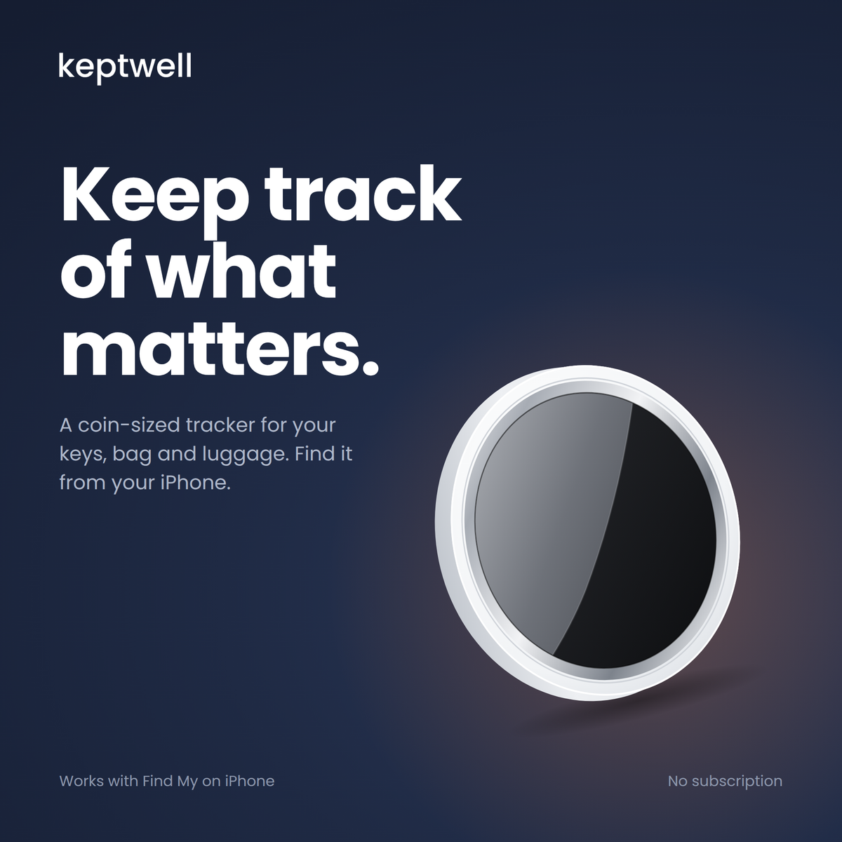 Keptwell Smart Tracker – Works with Apple Find My