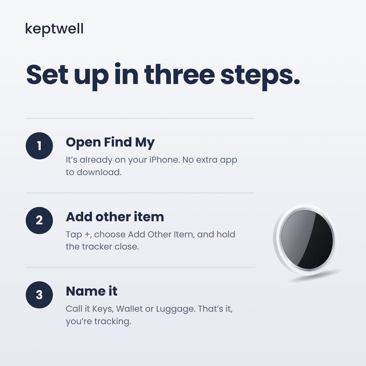 Keptwell Smart Tracker – Works with Apple Find My