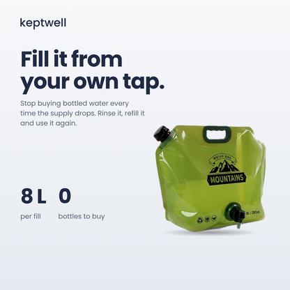 Fold-Flat 8L Water Carrier with Tap
