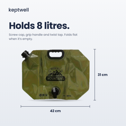 Fold-Flat 8L Water Carrier with Tap